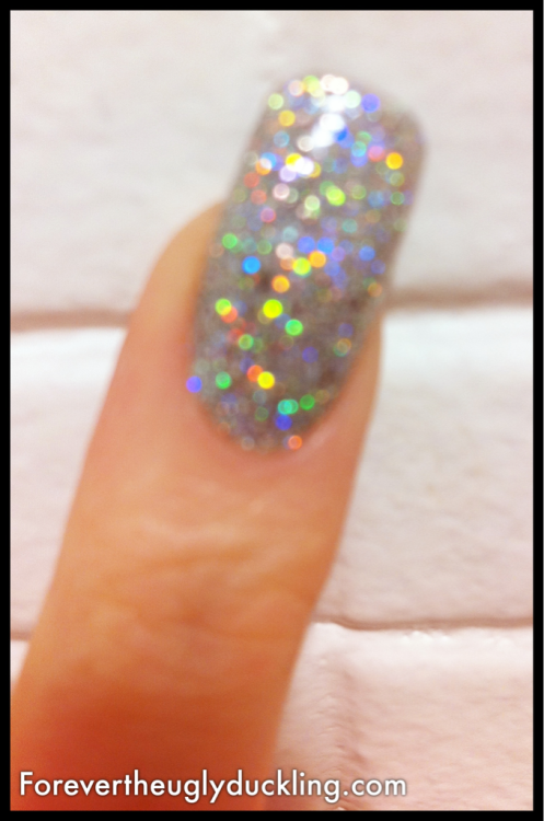 Holographic glitter acrylic nails