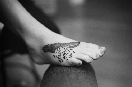 feather tattoo foot tattoo