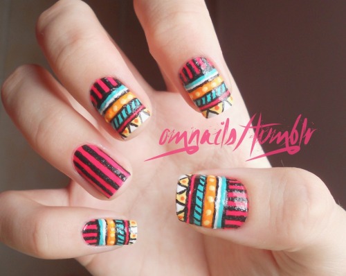 omnails Tribal pattern nails I wanted to do a design different than the 