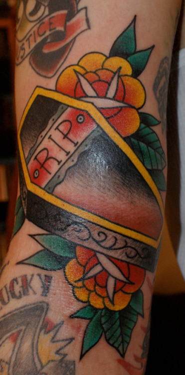 Coffin rip tattoo design