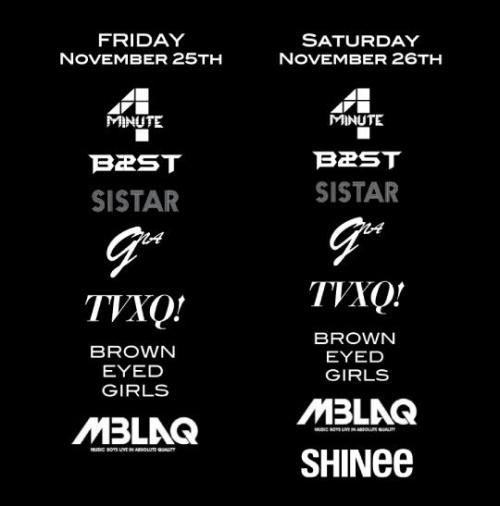 The groups that are performing at the Billboard Kpop Masters show in Vegas are: 4Minute, BEAST, G.NA. TVXQ, Brown Eyed Girls MBLAQ, SHINee. via Kpop Masters