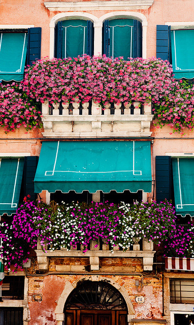 ysvoice:

| ♕ |  Balconies in Venice  |  by © John &amp; Tina Reid