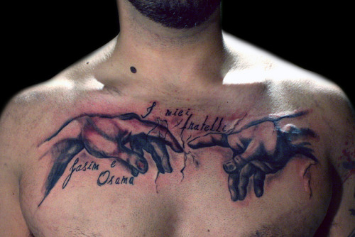 hands of God chest tattoo by Deanna Wardin Tattoo Boogaloo on Flickr