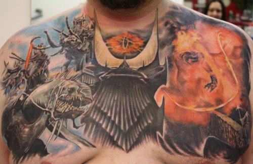 The Great Eye inked on this man's chest by tattoo artist Casey Anderson