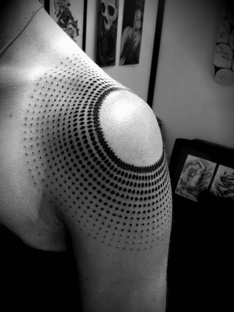 Blackwork shoulder by Manuel Winkler Clockwork Tattoos