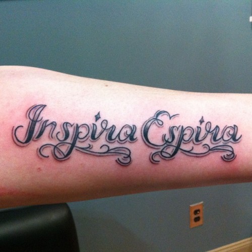 Some Italian script on the forearm Her first tattoo and her 18th birthday