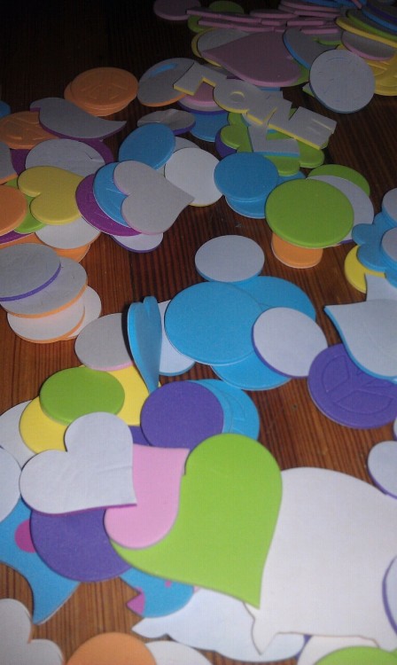 make it rain foamy stickers shaped like hearts!