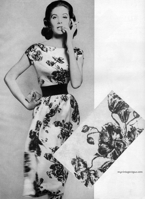 Harper’s Bazaar January 1957 Suzy Parker wearing a dress by Harvey Berin photo by Richard Avedon