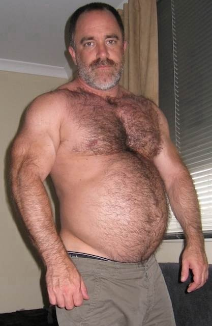 a very chubby but still very sexy ray harley&#8230; i&#8217;d love to rub his hairy belly and play with his tits