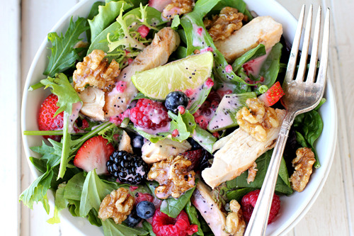 Fruit and nuts in salads, love it!