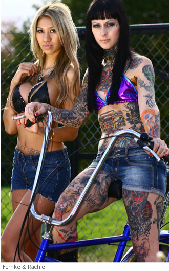 Tattoos tattooed models models on bikes Rockabilly models