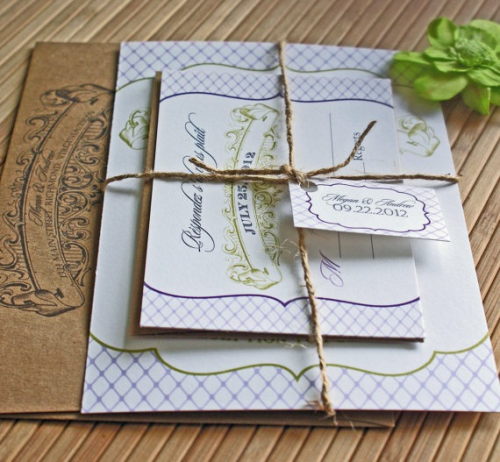 lecoinperdue Vintage wedding invitation wrapped in twine