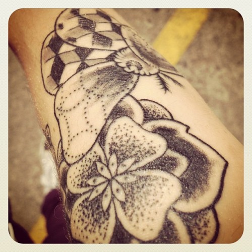 This is part of my sleeve that's in progress It's a black and white