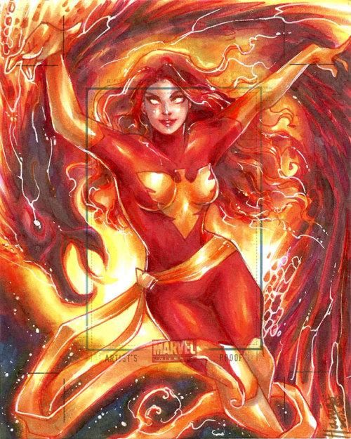 haniemohd Artist Proof card of Dark Phoenix for Victor rendered in markers