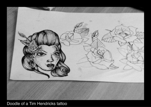 sketch rose tattoo illustration phigerone Sketch of a Tim Hendricks tattoo