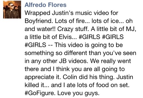 Alfredo&#8217;s fb status about the Boyfriend music video :)