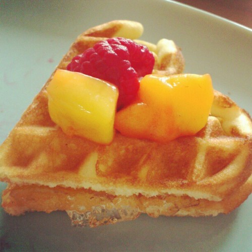 #waffle #mango #raspberry  (Taken with instagram)