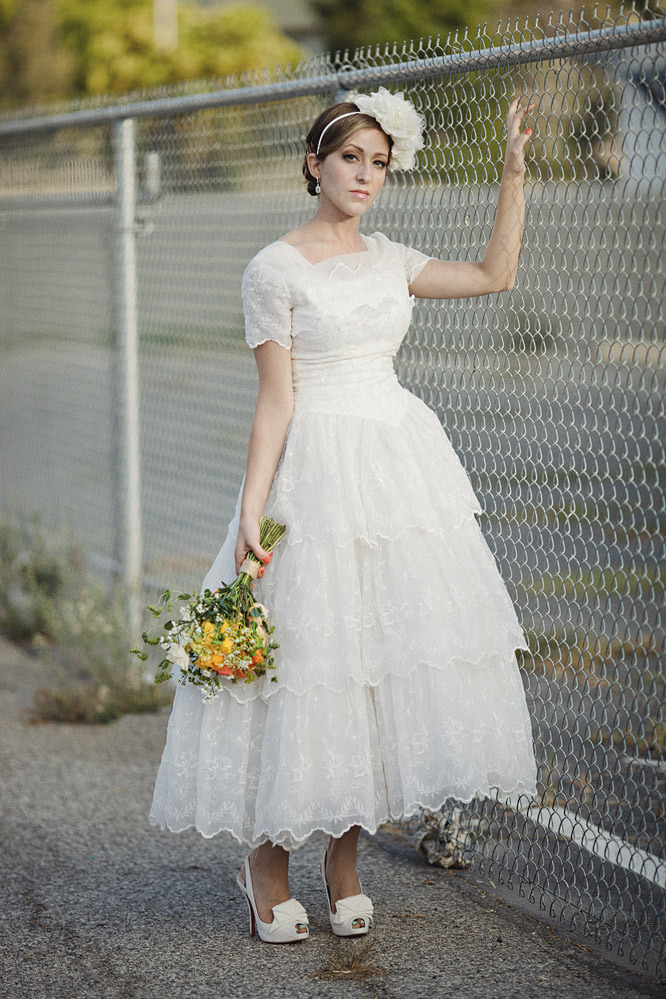  the texture and the length make for a fun flirty 50's wedding dress