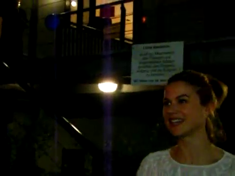 Lucy Scherer stage door appearance after her final Rebecca show