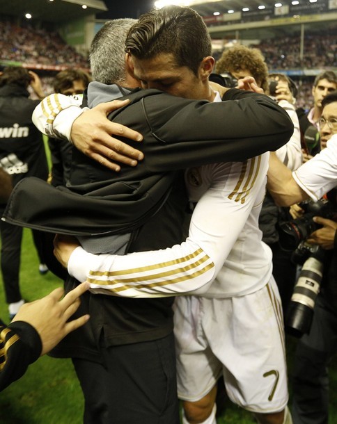 Lovely. Papa Mou and his son  :o)
CAMPEONES&#160;!!!Athletic Bilbao vs. Real Madrid 3:0, 02.05.2012(via Photo from Getty Images)