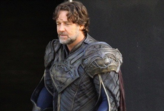 Russell Crowe on set of the upcoming Man of Steel 2013 