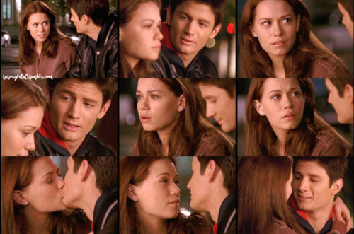 tutorgirlx3: [Haley and Nathan are sitting on a bench.]Haley: Nathan, I know I’m driving you crazy.Nathan: No, you’re not.Haley :Do you think that I’m a tease?Nathan: Stop it.Haley: Well, what do you think?Nathan: I think that you’re my girlfriend, and I like to spend time with you. Look, I just don’t want to push you.Haley: You’re not.Nathan: But I am. Haley, you got a tattoo, for God’s sake. It just freaks me out a little bit, because obviously this whole thing with us means a lot to you. I just don’t want to do anything to pressure you. Or drive you away. Even though sometimes I can’t help it. Just like I can’t help that I fell in love with you. ‘Cause I did. I love you, Haley. And it scares me a little bit, but there it is.Haley: Wow. There it is. [She kisses him.] I love you, too. [They continue to kiss.] Episode 1x18, “How Can You Be Sure?” 