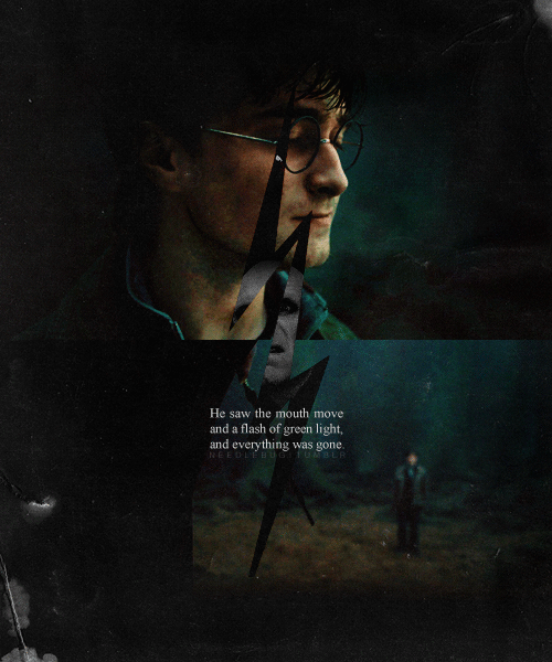  Voldemort had raised his wand. His head was still tilted to one side, like a curious child, wondering what would happen if he proceeded. Harry looked back into the red eyes, and wanted it to happen now, quickly, while he could still stand, before he lost control, before he betrayed fear—He saw the mouth move and a flash of green light, and everything was gone. 