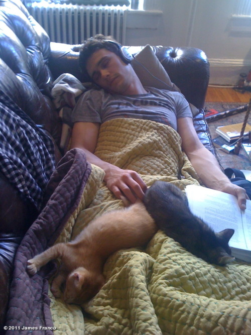 amy-pond: ameskayy:oldfilmsflicker: James Franco’s photo “cat nap” on WhoSay omg james franco and kitties.. 