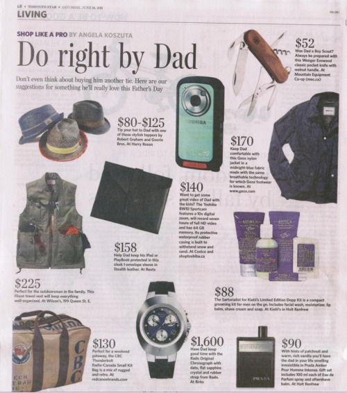 The Filson Travel Vest was featured in Toronto Star’s Shop Like a Pro column in Saturday’s Living section. 
