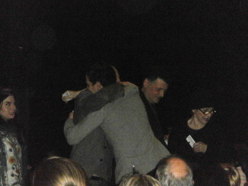 elides: Andrew Scott hugging Mark Gatiss, while Steven Moffat ducks away and Caitlin Moran watches from a distance. Oh and a surprise appearance by Una Stubbs! 