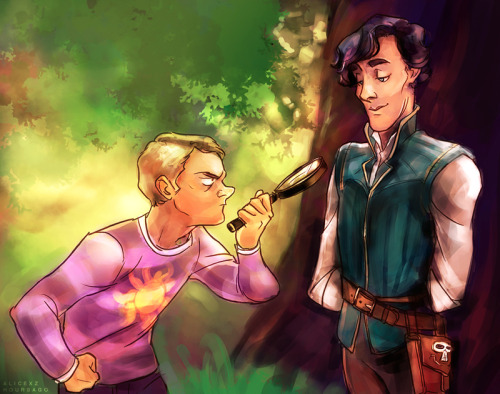 hoursago: alicexz: “I have made the decision to trust you, Sherlock–” “–a horrible decision really–” THIS IS A BIRTHDAY GIFT FOR THE BEAUTIFUL ANDELLS YES from your two best keepers The idea is all blue’s holy crap I figured we should combine andells’ two ~FAVORITE THINGS~, Sherlock and Tangled, for some DISNEYLOCK but I had no idea how and then blue drew this instantly!!! Then I painted it with colors and stuff!!! IT WAS TEAMWORK!!!! Anyway WE HOPE YOU LIKE IT BABY I SENT ALICE SOME LINES AND THEN SHE WORKED SOME KIND OF DISNEY MAGIC OH MY GOD???? HAPPY BIRTHDAY ANNA WE LOVE U O H OH MY GOD YOU GUYS!!!!!!!!!!!!!!!!!!!!!!!!!!!!!!!!!!!!!!!!!!!!!!!!!!!!!!!!! IM ON MY PHONE AND IT&#8217;S REALLY HARD TO TYPE IM GONNA SCREAM OH MY GOD OH my gOD you guys you guys i cant even form coherent sentences iT&#8217;S SO HARD TO TYPEMON THIS PHONE GOD ok do you people&#8230;.. know how much i love you god DANG this is everythign i LOVE in one beautiful PICTURE IM GONNA PEE MY PANTS seriously ok breathes ok ok you guys&#8230;&#8230;&#8230; im so overwhelmed?????? FIRST MAY AND NOW ALICE AND BLUE&#8230; dang DANG im just so&#8230; tHANKFUL TO HAVE PALS LIKE YOU GUYS OK???? ok breathe yes when i irst saw this ok no joke i was about to eat birthday cake and i like had a meltdown @ the table oh my god IT&#8217;S EVERYTHING I LOVE&#8230;.. IN ONE BEAUTIUL PICTURE OH GOD THE SKULL on THE sATCHEL and oh my god is that a MAGNIFYING GLASS IM GONNA DIE YOU GUYS ok and alice alice the coloring how do you do it breathes heavily&#8230;. forreal YOU DONT KNOW HOW MUCH I LOVE YOU GUYS this has been the best birthday ever i mean other birthdays dont even try bc im just so happy and wow WOW I LOVE YOU GUYS SO MCUH wow i cant believe this is for me im gonna die goodbye rip me